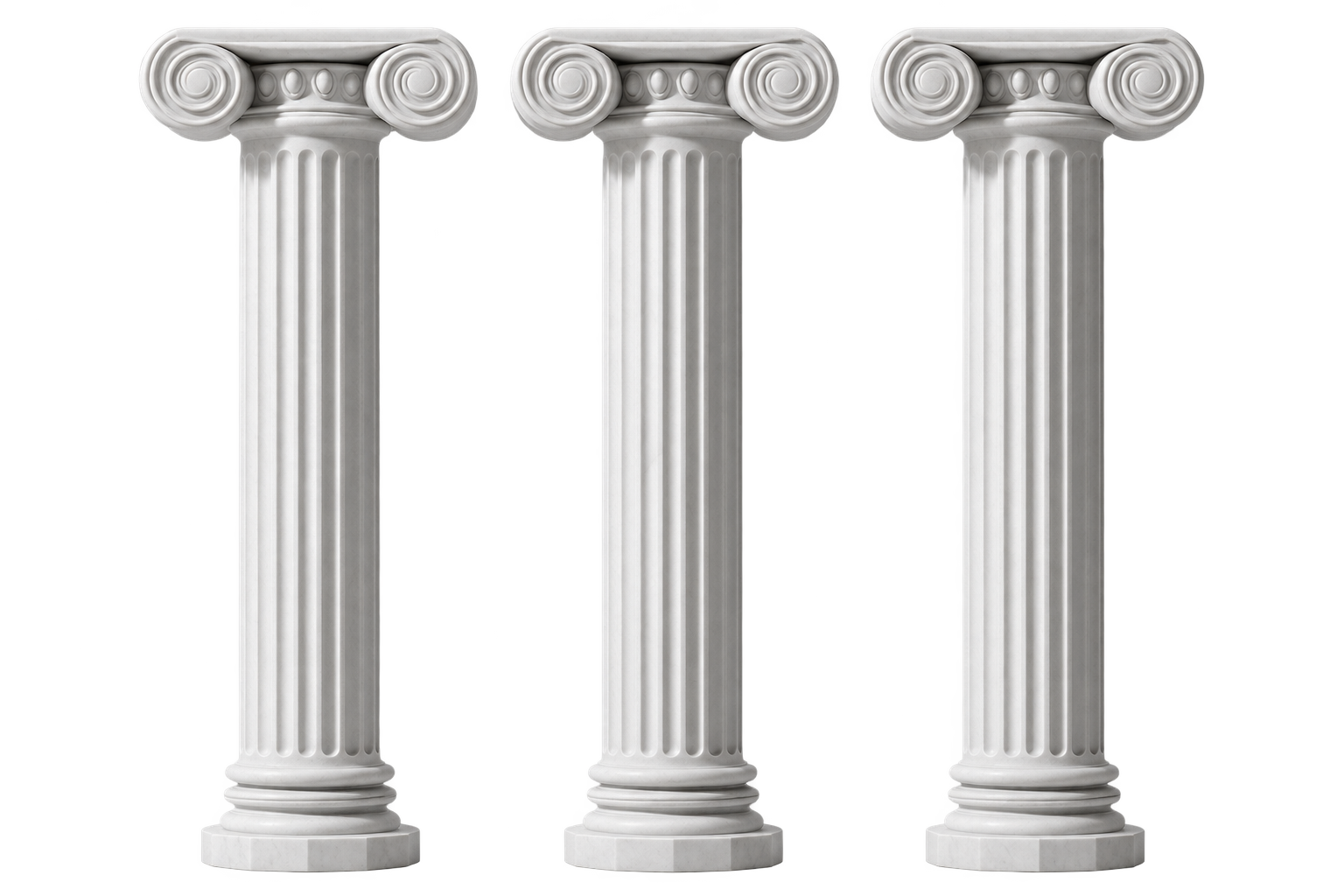 Three matching white Ionic columns representing the Upreach operating system
